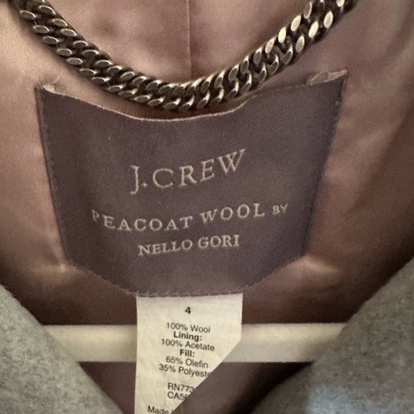 J. Crew Nello Gori 100% Wool Grey longline trench pea coat classic vintage - Picture 6 of 6